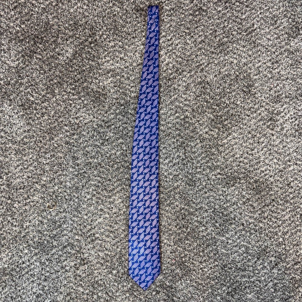 Vintage Brioni Silk Tie Blue Lavender Geometric Diamond Italy Extra Long